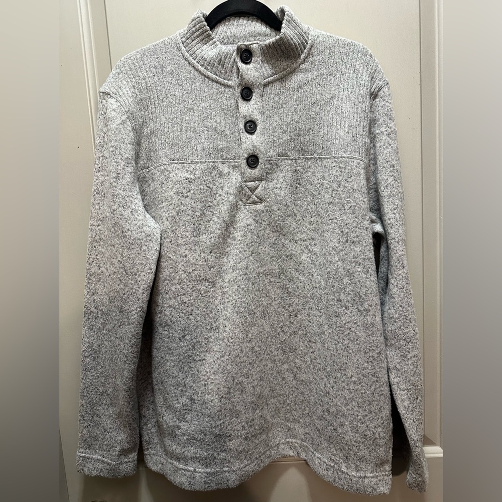 Aspen Size L Gray Button Sweater NWT